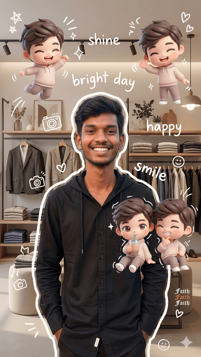 Aesthetic 3D Chibi & Doodle Sticker Portrait