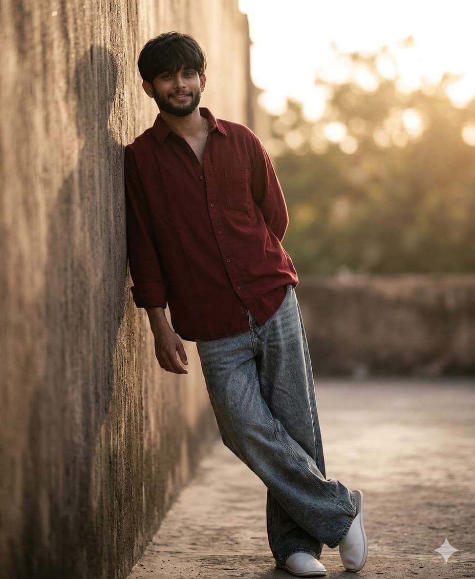 Dark Red Cinematic Indian Portrait Prompt for instagram post
